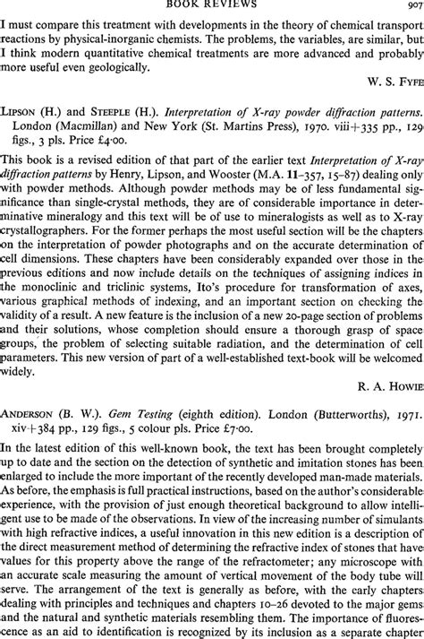 H Lipson And H Steeple Interpretation Of X Ray Powder Diffraction