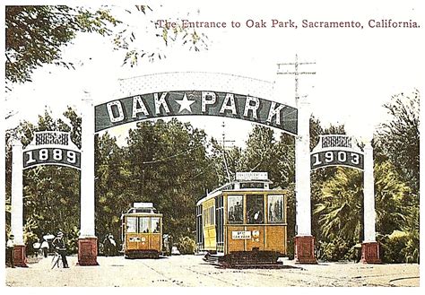 Old Trolley Postcard Entrance Oak Park Sacramento California Trolley