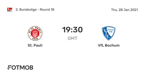 Estatísticas De St Pauli X Vfl Bochum - St. Pauli vs VfL Bochum - live score, predicted lineups and H2H stats.