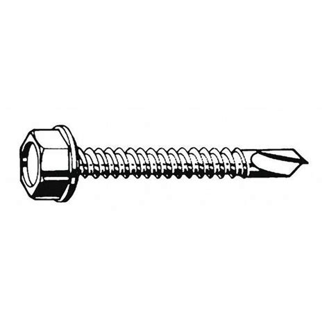 Zoro Select Self Drilling Screw X In Plain Stainless Steel Hex