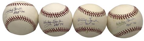 Lot Detail Whitey Ford Lot Of Four Signed Inscribed Hof