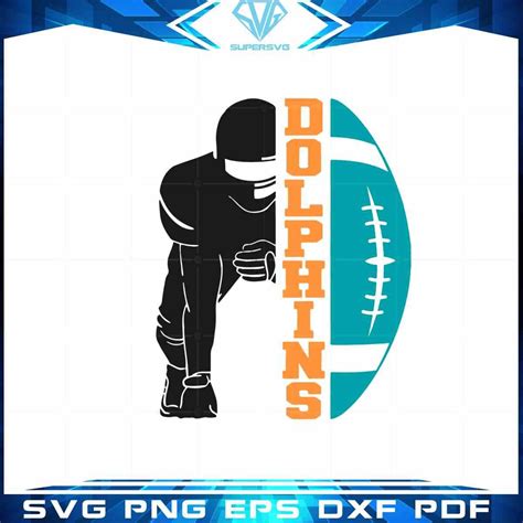 Dolphins Bundle Distressed Football Half Player SVG Cutting Digital Files