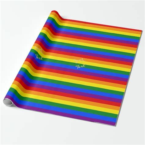 Modern Lgbt Gay Pride Rainbow Flag Custom Text Wrapping Paper