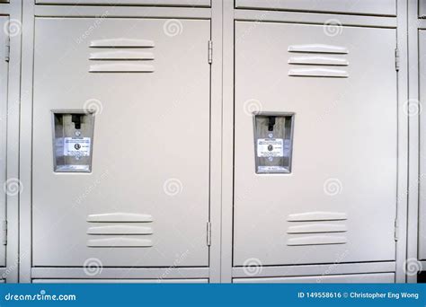 Metal Locker Doors Stand At The Ready Stock Photo Image Of Lock