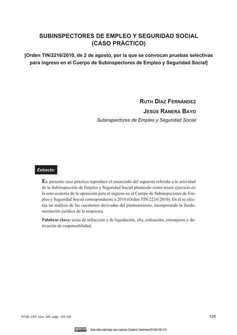 Pdf Subinspectores De Empleo Y Seguridad Social Caso Pr Ctico