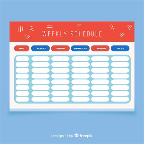 Plantilla Colorida De Horario Semanal Con Diseño Plano Vector Gratis