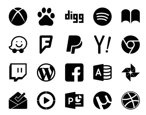 20 Social Media Icon Pack Including Inbox Microsoft Access Yahoo