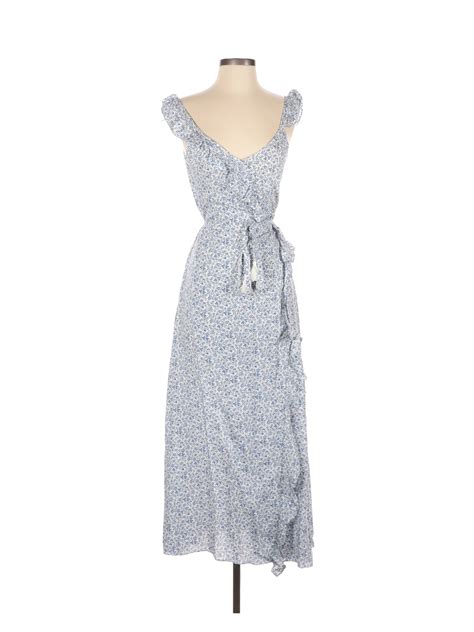 Madewell Blue Ruffled Wrap Maxi Dress In Americana Floral Size S 59