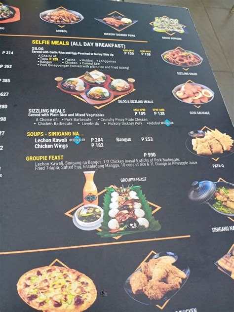 Menu At Chill Top Cubao Roofdeck Restobar Quezon City P Tuazon