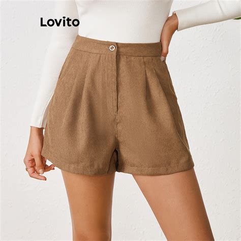 Lovito Shorts Casuais De O Liso Para Mulheres Lbl Shopee Brasil