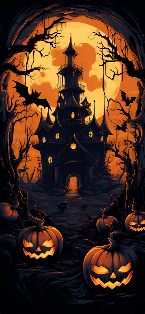 Halloween Spooky House & Jack-o'-lantern Wallpapers for iPhone