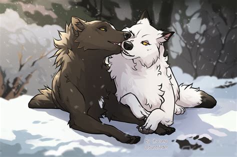 Cartoon Wolves Kissing