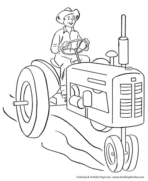 Farm Tractor Coloring Pages Printable Happy Farmer Driving A Tractor