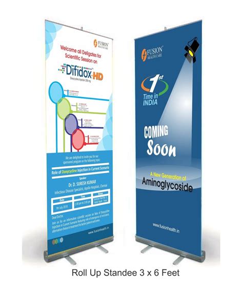 Silver Aluminium Roll Up Standee For Promotional Size 3 X 6 Feet At