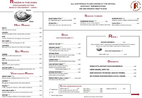 Oficina dos Rissóis Porto s full menu online