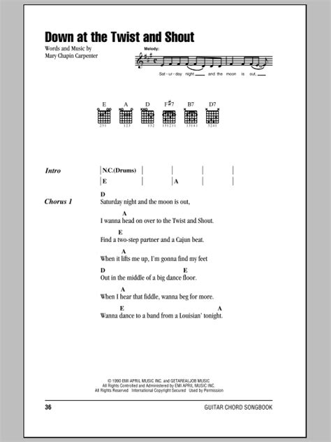 Down At The Twist And Shout by Mary Chapin Carpenter - Guitar Chords ...