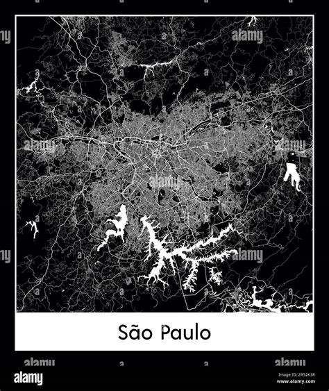 Minimal City Map Of Sao Paulo Brazil South America Stock Vector Image