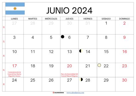 Calendario Junio Argentina