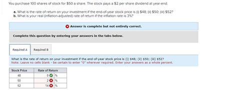 Solved You Purchase 100 Shares Of Stock For 50 A Share The Chegg