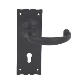 Smith & Locke Regal LoB Lock Door Handles Pair Black | Backplate Handles | Screwfix.com