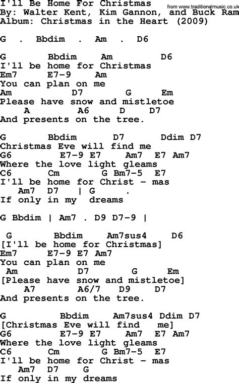 Bob Dylan song - I'll Be Home For Christmas, lyrics and chords