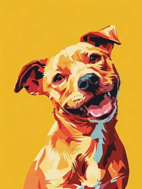 Premium Photo | A painting of a dog on a yellow background