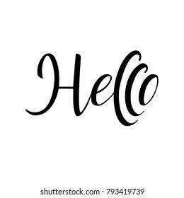 Lettering Hello Wrote By Brush Hello Stock Vector Royalty Free