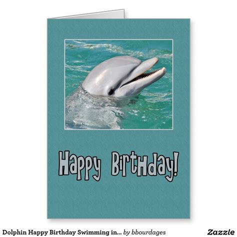 Dolphin Happy Birthday Swimming In Water Card Zazzle Happy