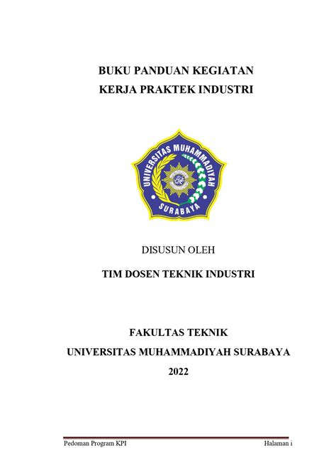 Panduan Kerja Praktek Industri Program Studi S Teknik Industri