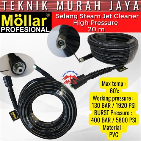 Jual MOLLAR Selang Steam Jet Cleaner High Pressure Washer Hose 20m 20