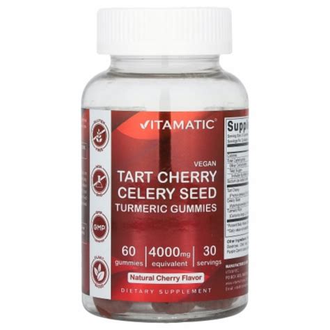 Vitamatic Vegan Tart Cherry Celery Seed Natural Cherry 2 400 Mg 60 Gummies 1 200 60 Count