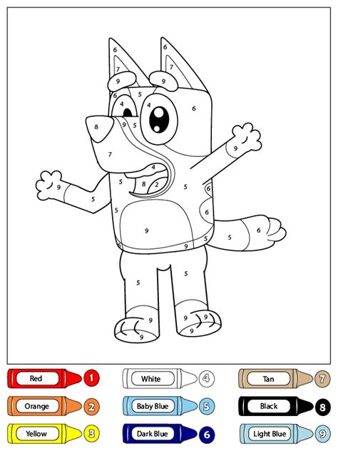 Bluey Eating Ice Cream Color By Number Coloring Page Free Printable