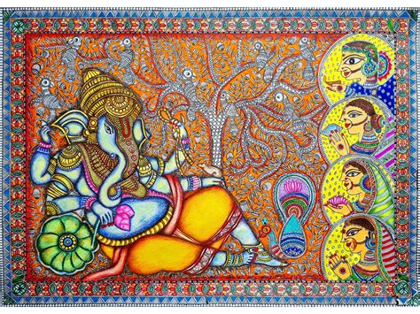 Vinayak Madhubani Painting | Mixed Media On Paper | By Jyoti Singh ...