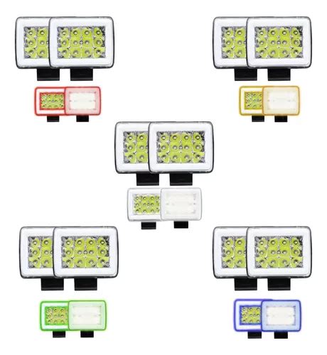 Par Faros Led Auxiliar Fija Estrobo Auto Moto Arillo Gel