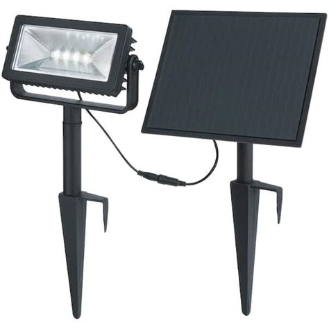 Hampton Bay 150 300 Lumens Black Led High Low Rectangular Outdoor Solar Wall Wash Spotlight