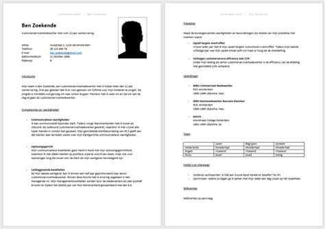 Curriculum Vitae Voorbeelden Birthday Letter