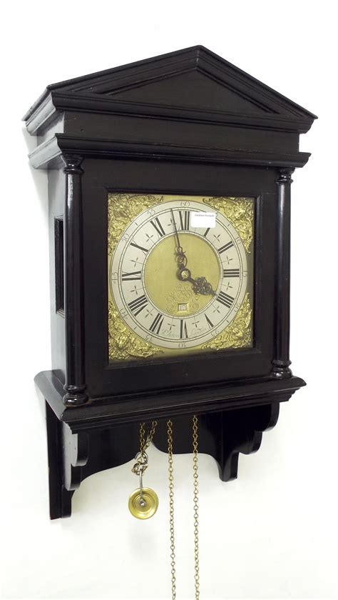 Rare And Interesting Ebonised Verge Hooded Wall Clock The 9 Square