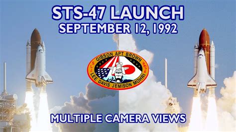 STS 47 Launch Multiple Camera Views Medium Distant Close Up