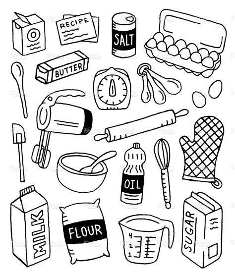 Sketch Coloring Of Baking Tools Coloring Pages