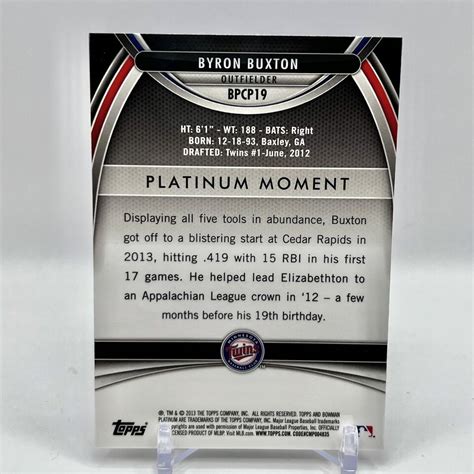 Byron Buxton 2013 Bowman Platinum Chrome Purple Refractor Prospect