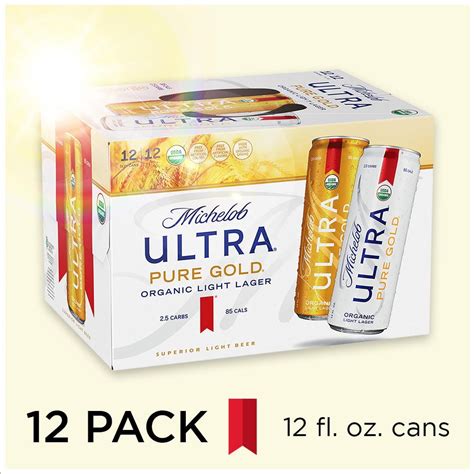 Michelob Ultra Pure Gold Organic Light Lager 12 Pack Beer 12 Fl Oz