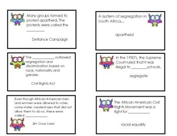 Human Civil Rights TRIVIA CARDS Flash Cards By Creating In Carolina