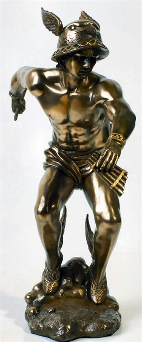 Messenger Of The Gods Mercury Sculpture with Pipes