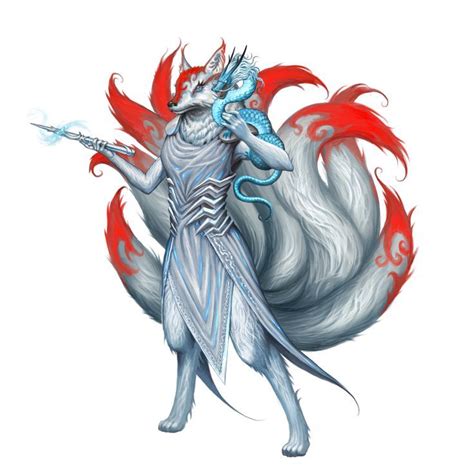 Female Kitsune Ice Witch Pathfinder 2e Pfrpg Pfsrd Dnd Dandd 3 5 4e 5e 5th Ed D20 Fantasy