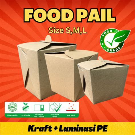 50 Pcs Food Pail Food Box Rice Box Ukuran S M Dan L Bento Box Paper Rice Box Takeaway