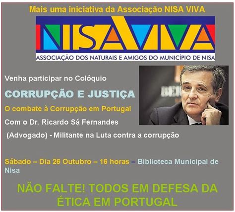 Jornal de Nisa NISA Colóquio de Sá Fernandes sobre Corrupção e Justiça