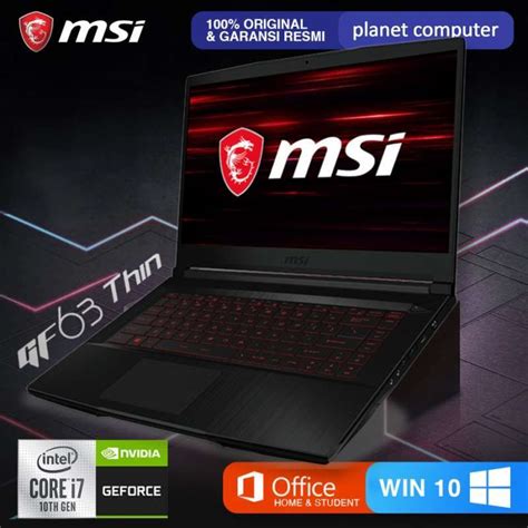 Jual Msi Gf63 Thin 10sc 9s7 16r512 261 I7 10750h 8gb 512gb Ssd 156 W10