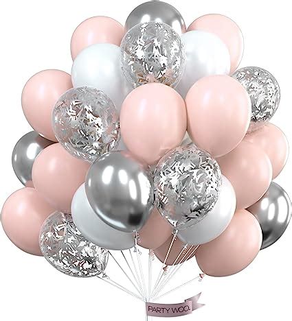 Amazon PartyWoo 60pc Pink Silver White Balloons Pastel Pink Latex