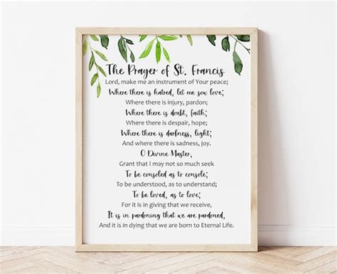 Printable Prayer Of St Francis Etsy