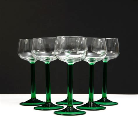 French Vintage Green Stem Wine Glasses Kode Uk